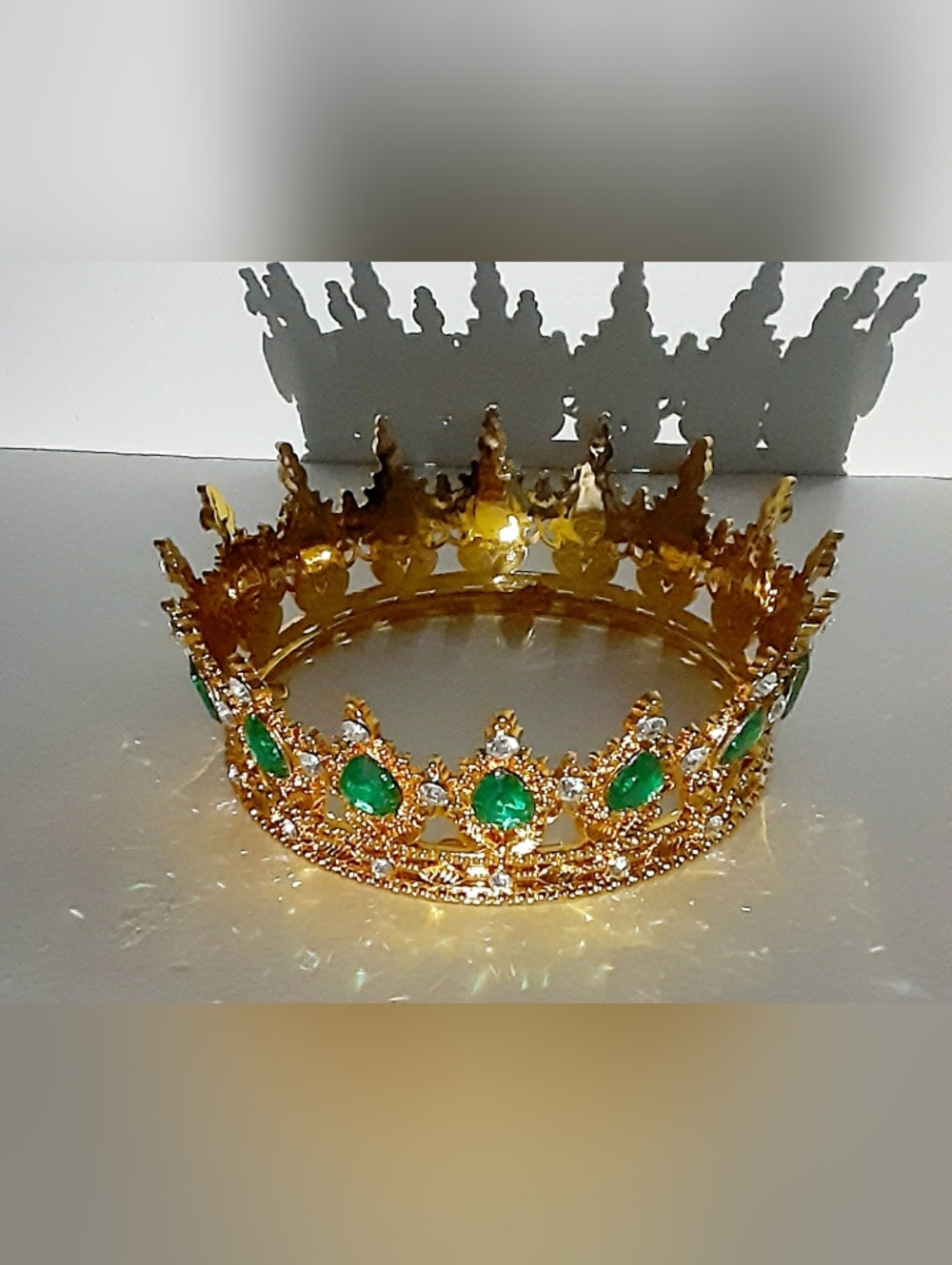 Little Girls Dressed Up Pretend Play Crown with Emerald Green Stones